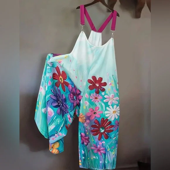 NWT - Floral Jumpsuit with Colorful Flowers - Picture 1 of 3